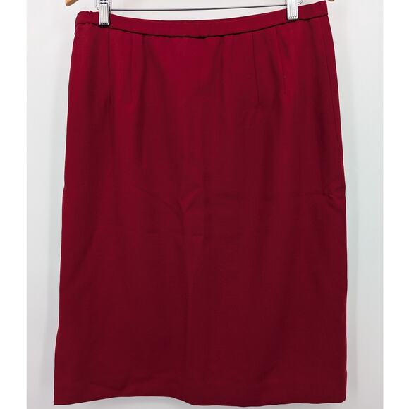 Vintage Pendleton 100% Wool Red Knee Length Skirt Size 16 Made in USA Trad Retro - Picture 2 of 4